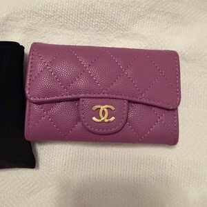 Quilted Leather Card wallet - Purple